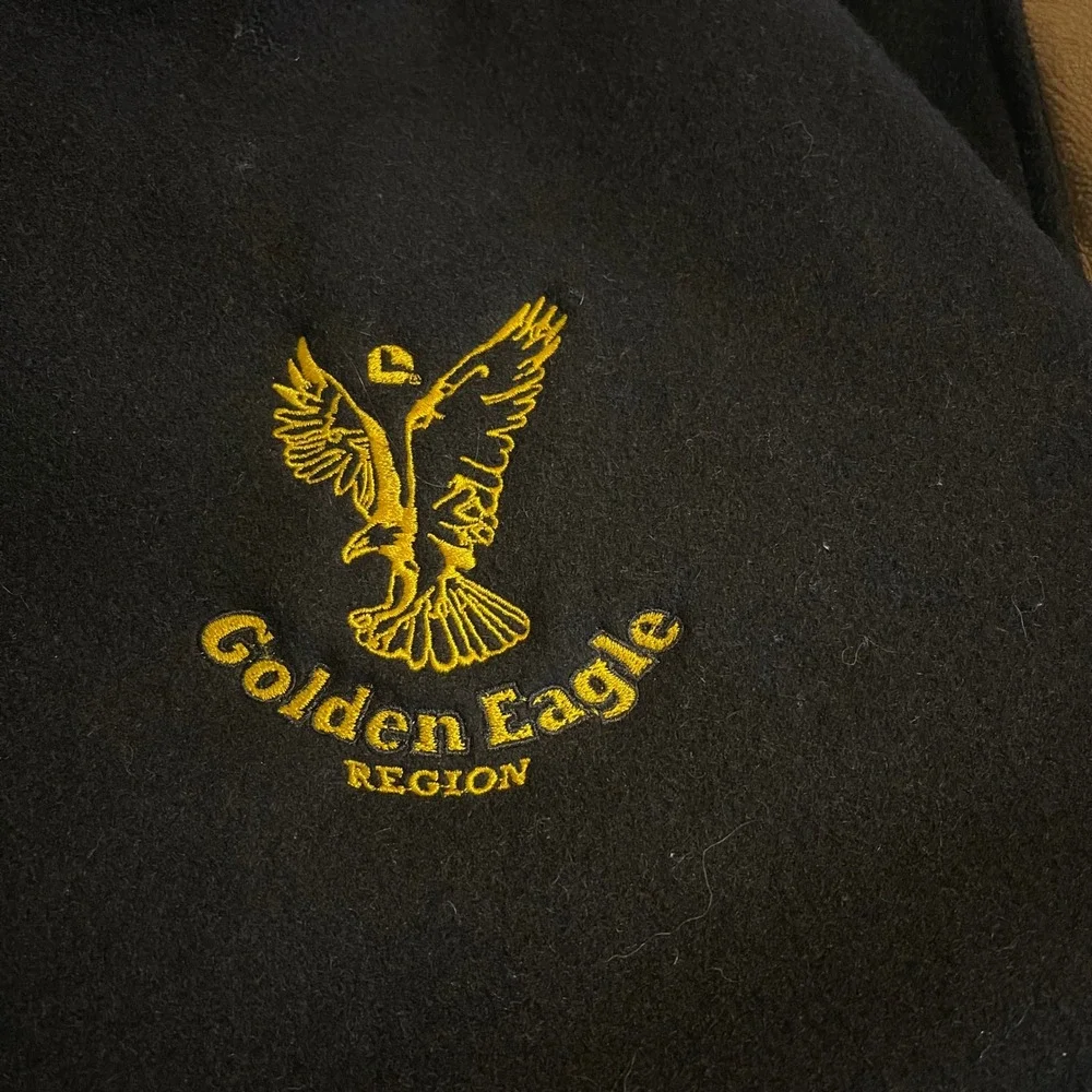 Vintage 90s Identity Golden Eagle Varsity Jacket Men L Black Wool Leather Canada